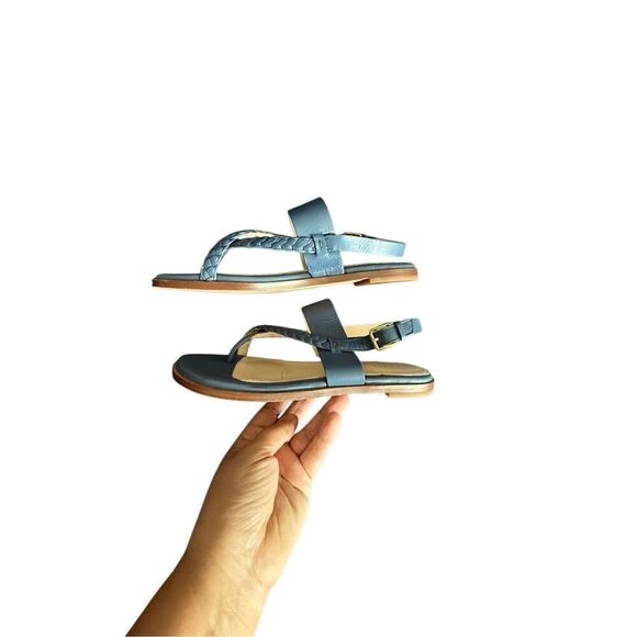 Cole Haan Womens Leather Anica Braided Thong Back Strap Sandals Blue Size 9B - Picture 16 of 16